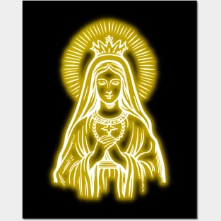 Gold Neon Blessed Virgin Mary Posters and Art